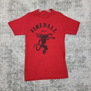 Fireball Whiskey T-Shirt Women's Small Red Black Splatter Short Sleeve Demon